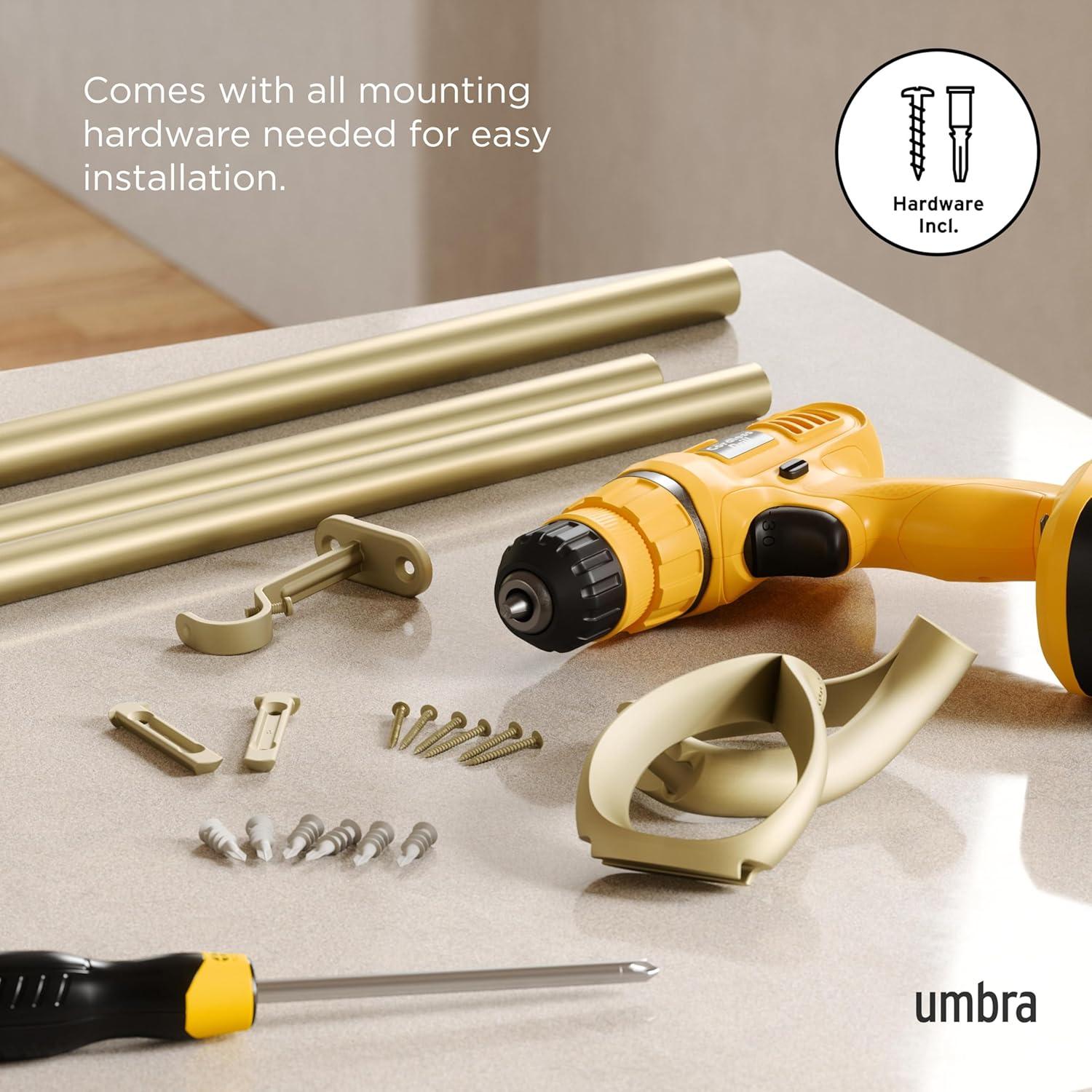 image:imageUmbra Loop 1Inch Diameter Curtain Rod 42 to 120Inch EcoFriendly NickelGold