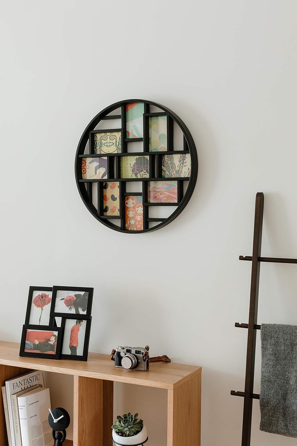 image:imageUmbra Luna Collage Picture Frame Holds Nine 4x6 Photos Large 22Inch Diameter WhiteBlack