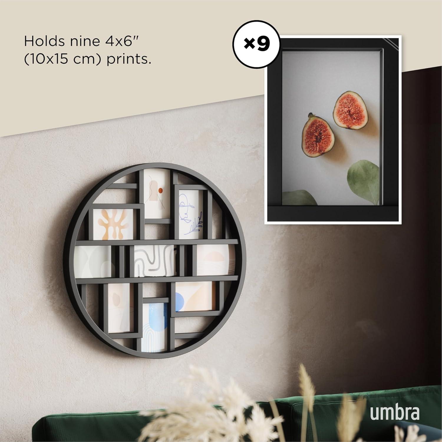 image:imageUmbra Luna Collage Picture Frame Holds Nine 4x6 Photos Large 22Inch Diameter WhiteBlack
