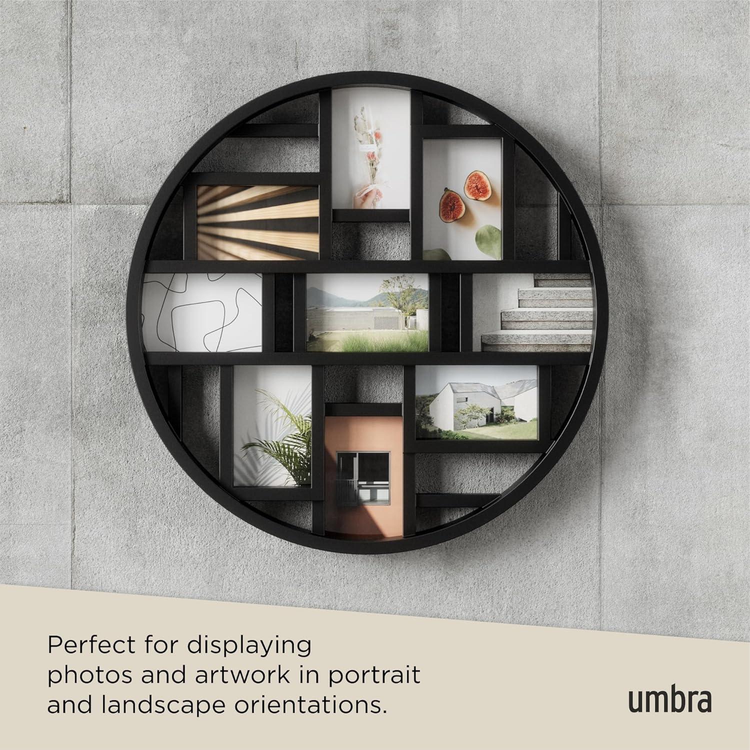 image:imageUmbra Luna Collage Picture Frame Holds Nine 4x6 Photos Large 22Inch Diameter WhiteBlack