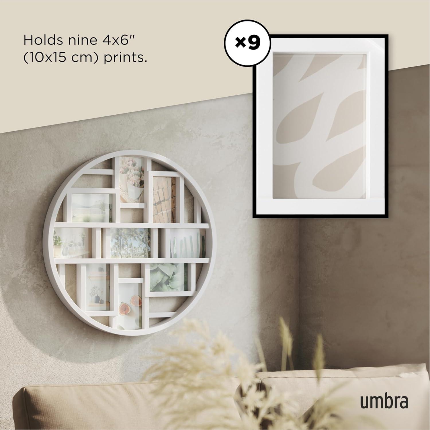 image:imageUmbra Luna Collage Picture Frame Holds Nine 4x6 Photos Large 22Inch Diameter WhiteWhite