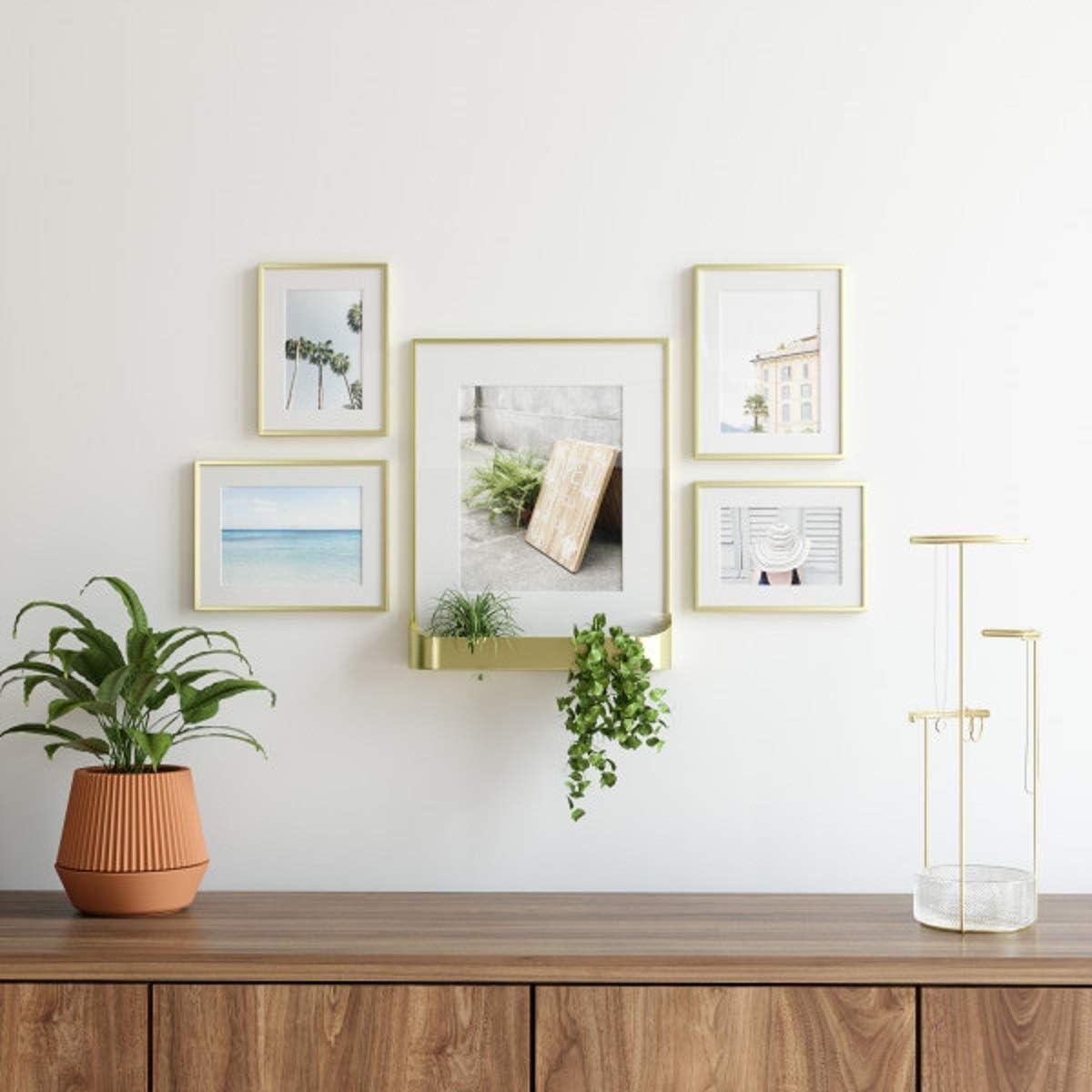 image:imageUmbra Matinee Gallery Picture Frame 5 Pack Set 4x6 5x7 8x10 Brass