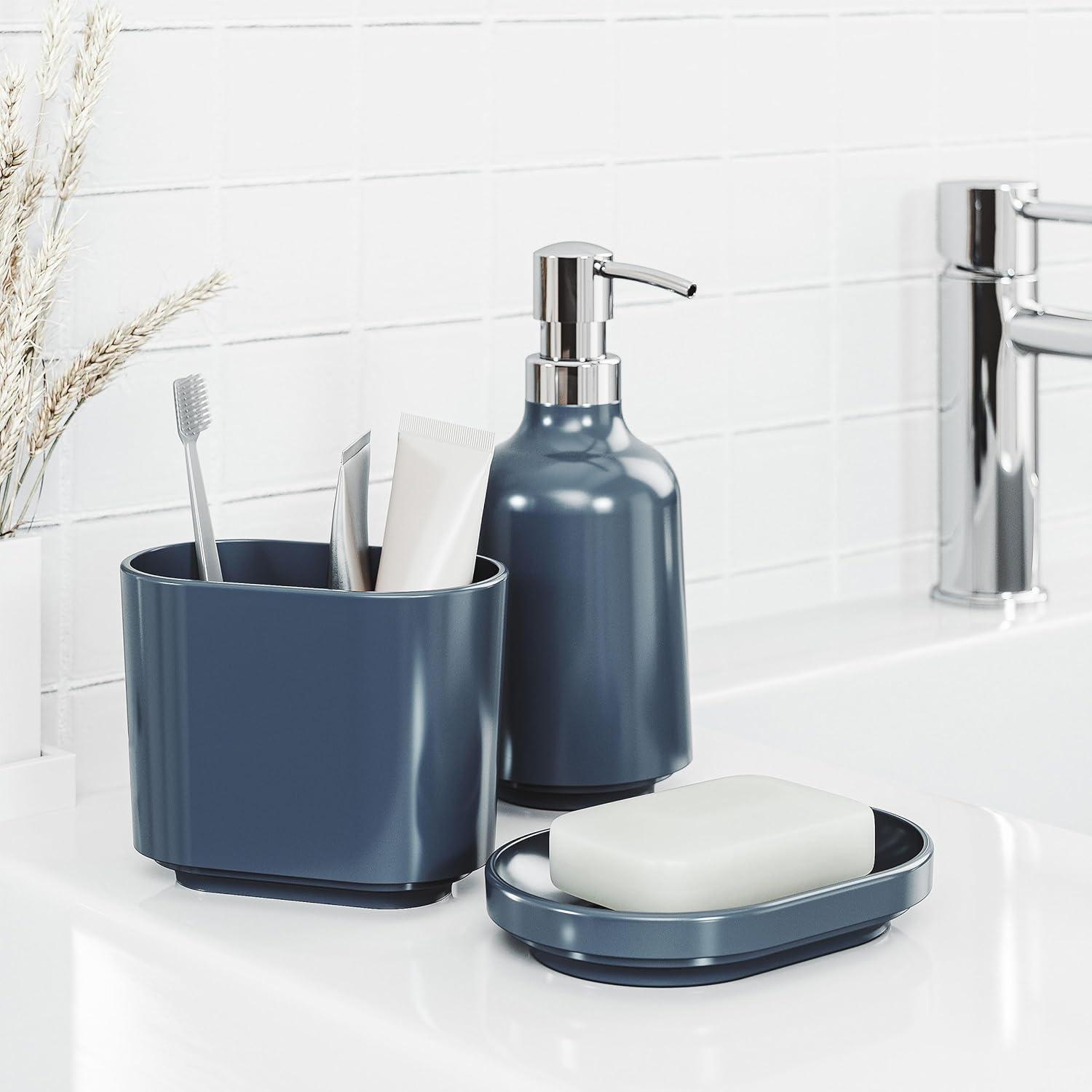image:imageUmbra Step 13 oz 384 ml Liquid Soap Pump Dispenser Also Works with Hand Sanitizer Easy to Refill WhiteDenim