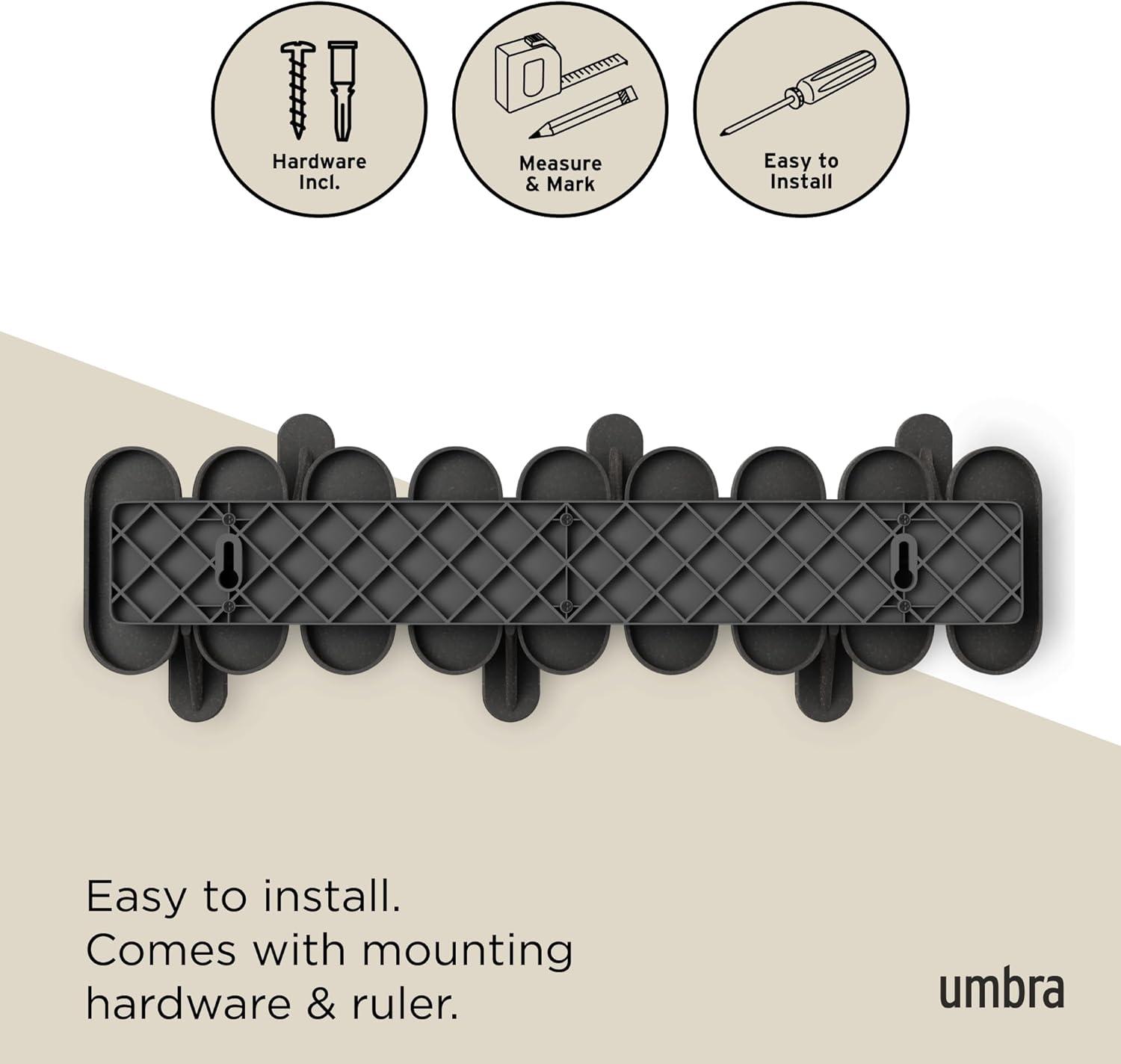 image:imageUmbra Tempo Wall Hook Modern 6Hook Coat amp Towel Rack Recycled ABSWood Fiber Sand Beige Easy Mount Entryway OrganizerBlack