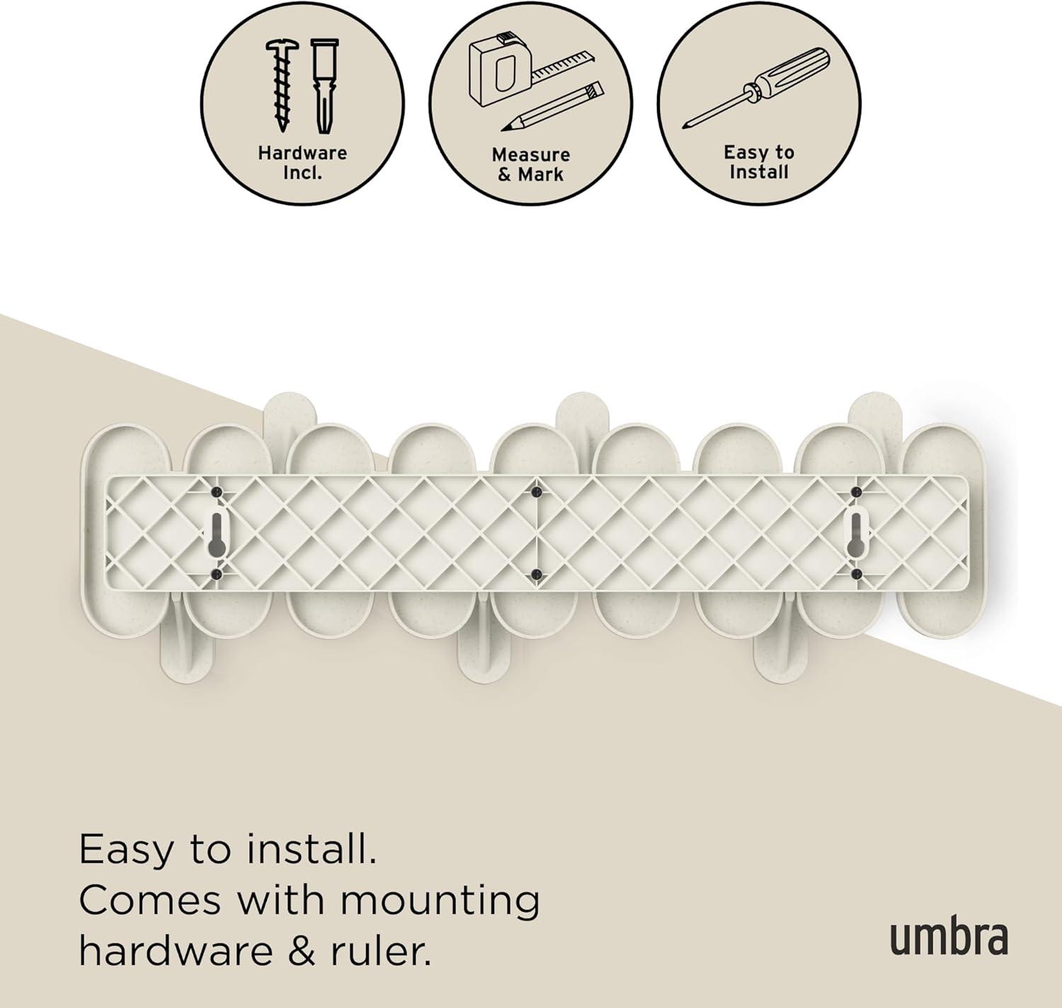 image:imageUmbra Tempo Wall Hook Modern 6Hook Coat amp Towel Rack Recycled ABSWood Fiber Sand Beige Easy Mount Entryway OrganizerSand