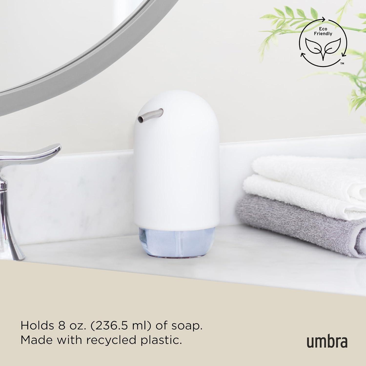image:imageUmbra Touch Hand Soap Dispenser Plastic Liquid Pump Bottle Durable and Refillable for Bathroom or Kitchen Sink Slate BlueWhite