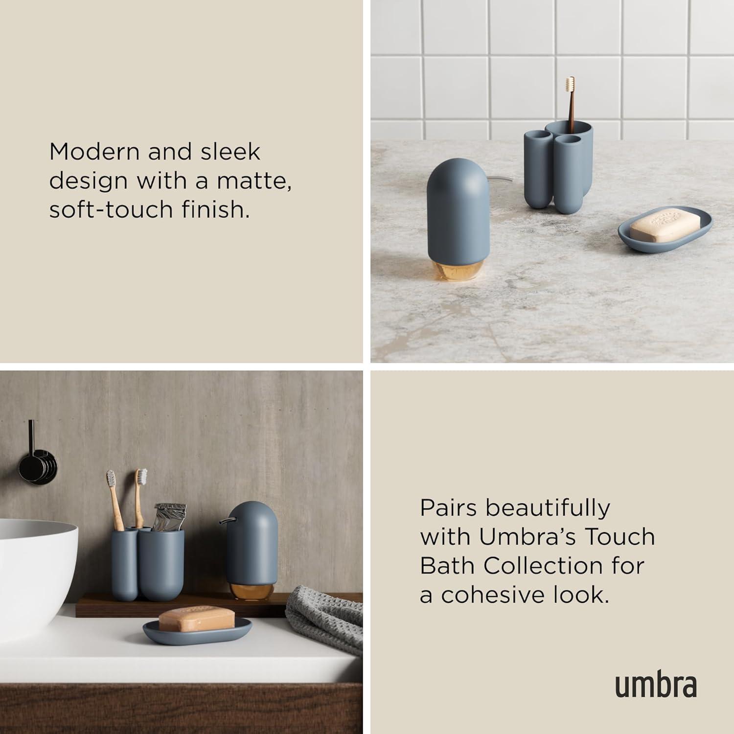 image:imageUmbra Touch Soap Dish for Bathroom Modern Oval Shape for Sink Durable and Easy to Clean WhiteSlate Blue