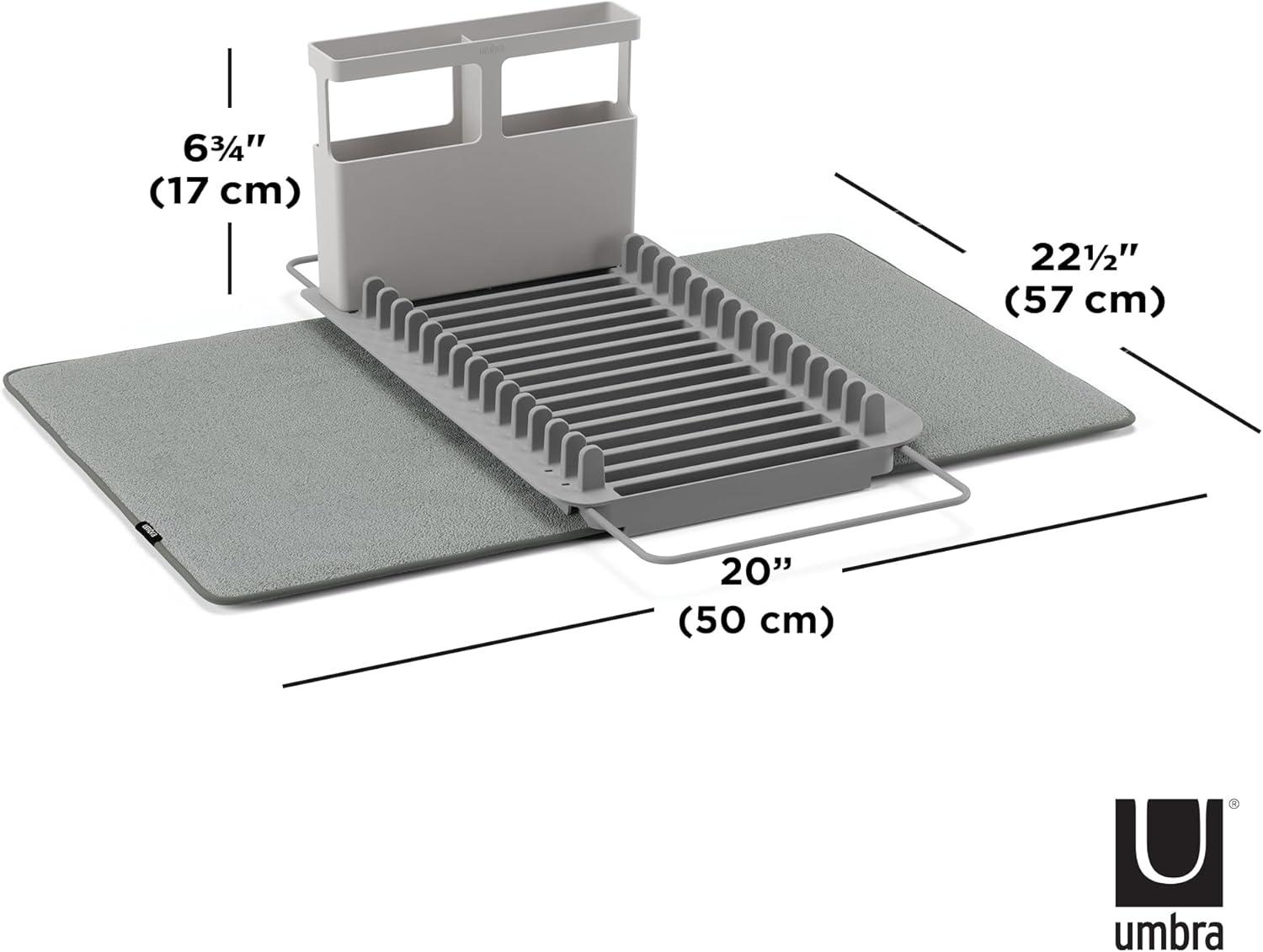 image:imageUmbra UDRY Rack and Microfiber Dish Drying MatSpaceSaving Lightweight Design Folds Up for Easy Storage Mini CharcoalCharcoal