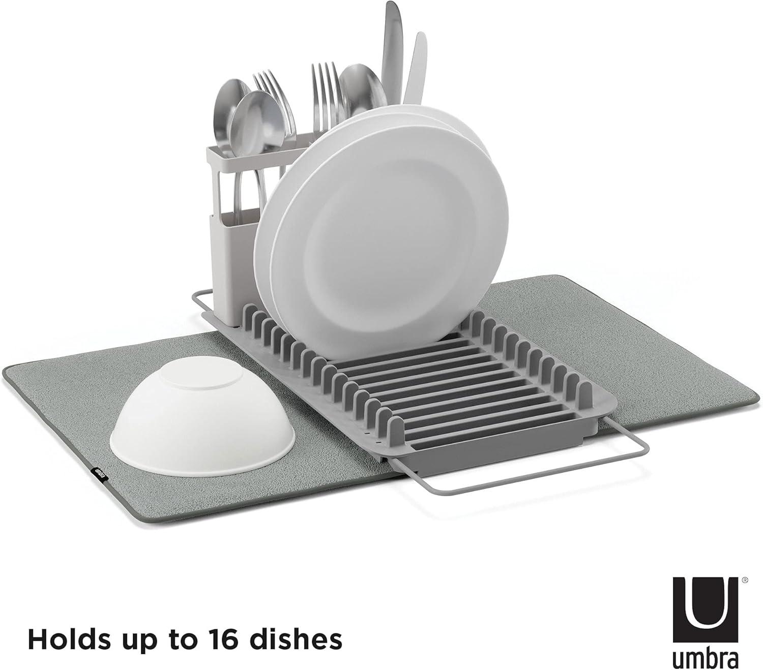 image:imageUmbra UDRY Rack and Microfiber Dish Drying MatSpaceSaving Lightweight Design Folds Up for Easy Storage Mini CharcoalCharcoal