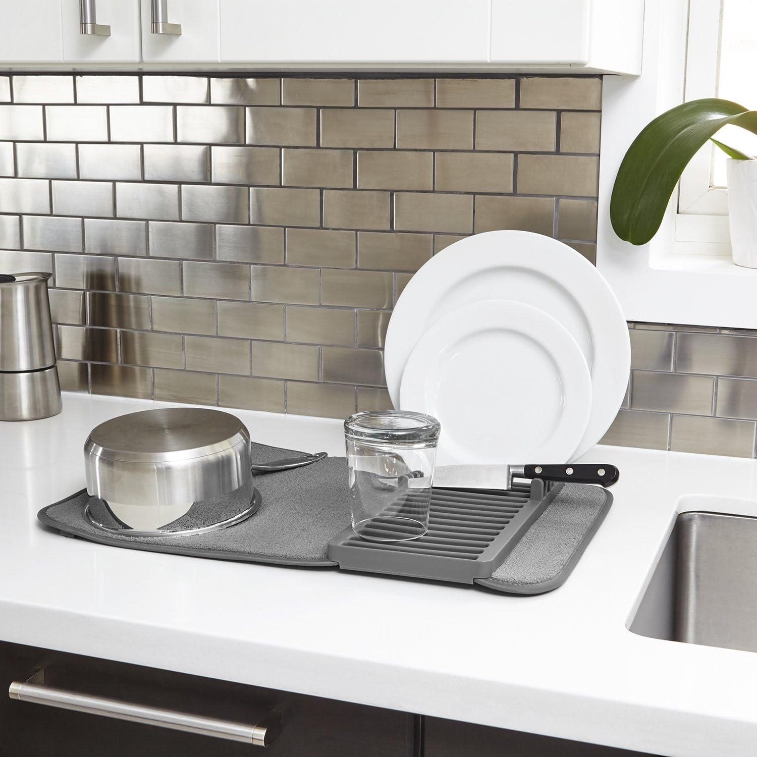image:imageUmbra UDRY Rack and Microfiber Dish Drying MatSpaceSaving Lightweight Design Folds Up for Easy Storage Mini CharcoalCharcoal