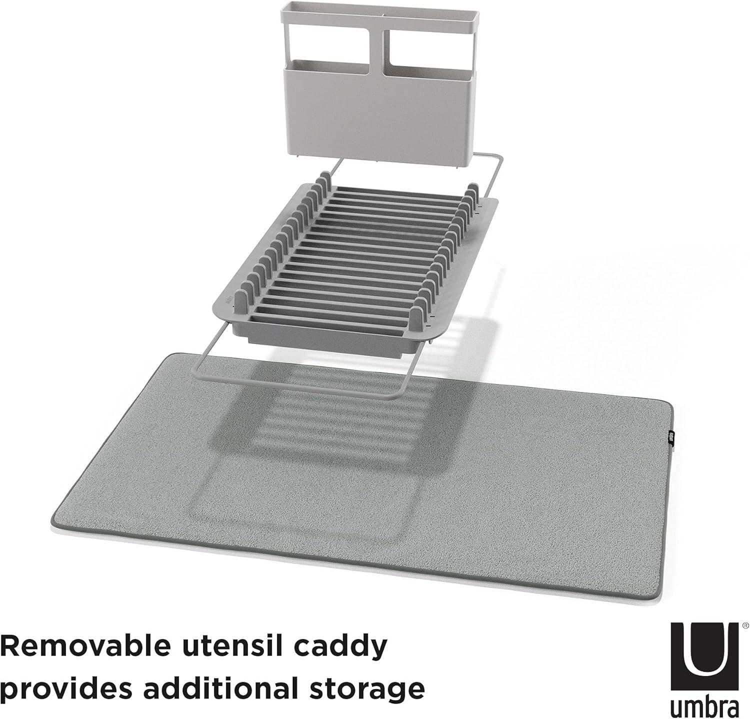 image:imageUmbra UDRY Rack and Microfiber Dish Drying MatSpaceSaving Lightweight Design Folds Up for Easy Storage Mini CharcoalCharcoal