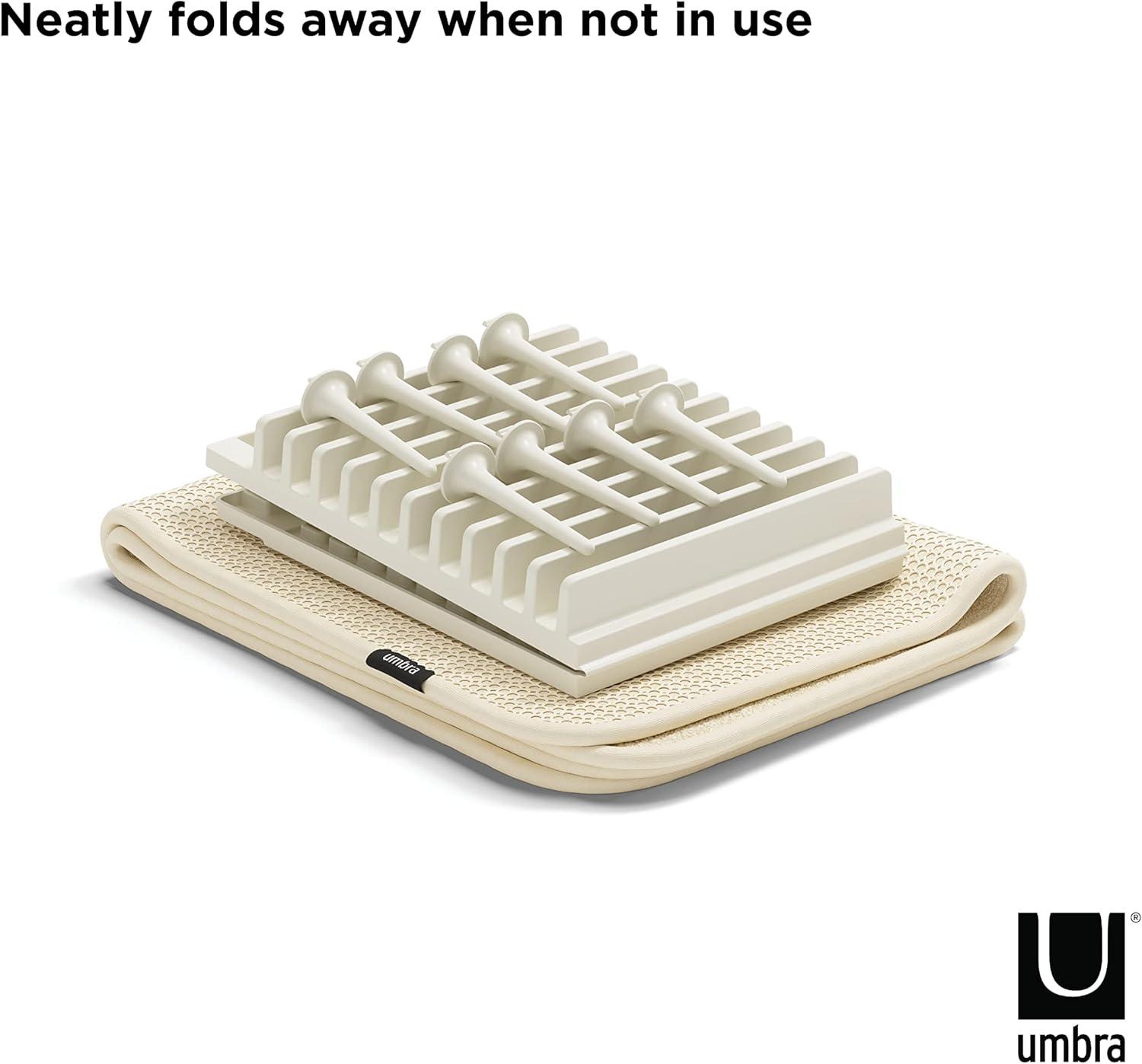 image:imageUmbra UDRY Rack and Microfiber Dish Drying MatSpaceSaving Lightweight Design Folds Up for Easy Storage Mini CharcoalLinen