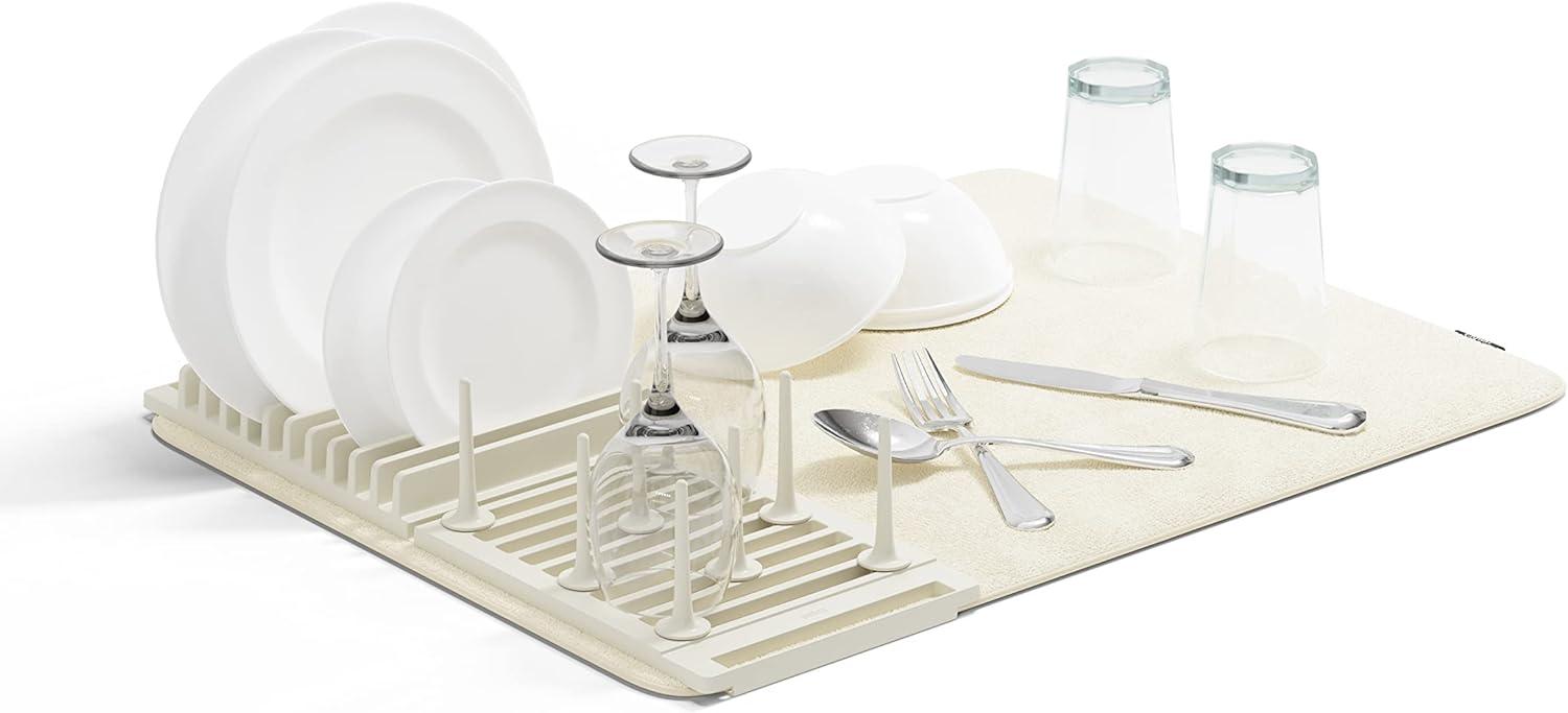 image:imageUmbra UDRY Rack and Microfiber Dish Drying MatSpaceSaving Lightweight Design Folds Up for Easy Storage Mini CharcoalLinen