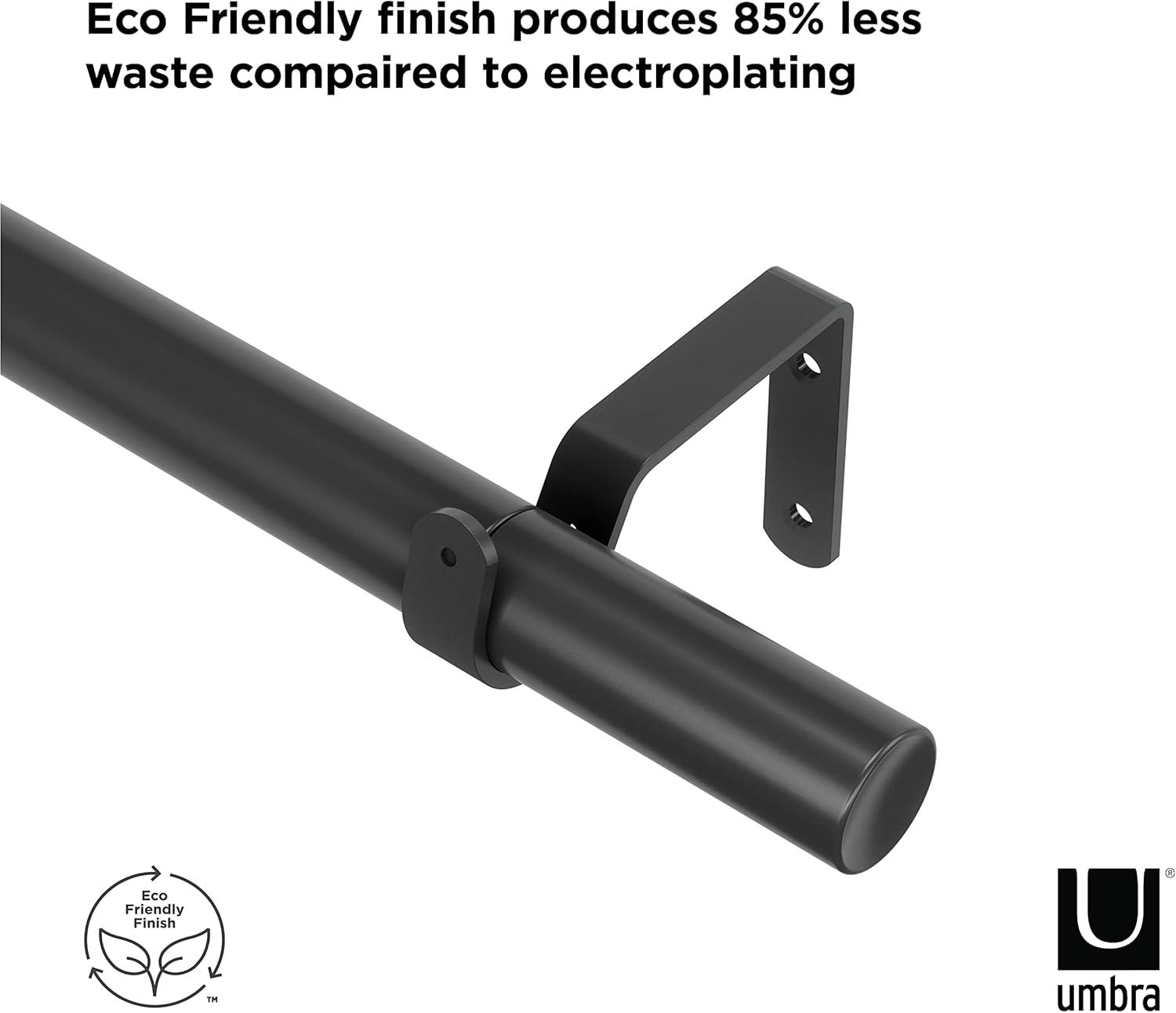 image:imageUmbra Zen Modern 1Inch Curtain Rod Includes 2 Matching Finials Brackets amp Hardware 32 to 128Inch 42120 Black32128 Inch