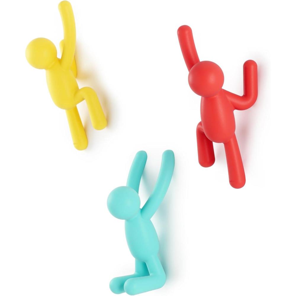 image:imageUmbra Buddy Wall Hooks Decorative Wall Mounted Coat Hooks for Hanging Coats Scarves Bags Purses Backpacks Towels and More Set of 3 WhiteRedBlueYellow