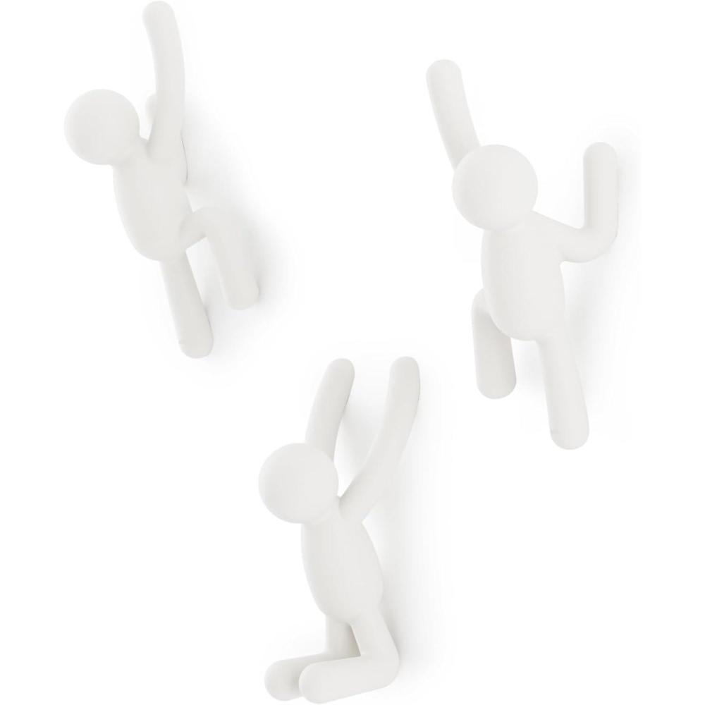 image:imageUmbra Buddy Wall Hooks Decorative Wall Mounted Coat Hooks for Hanging Coats Scarves Bags Purses Backpacks Towels and More Set of 3 WhiteWhite