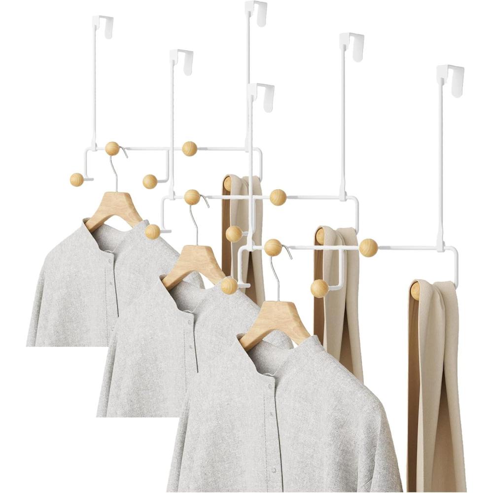 image:imageUmbra Estique Over The Door Coat Rack amp MultiUse Organizer for Coats Bags Hats amp More WhiteNaturalWhiteNatural