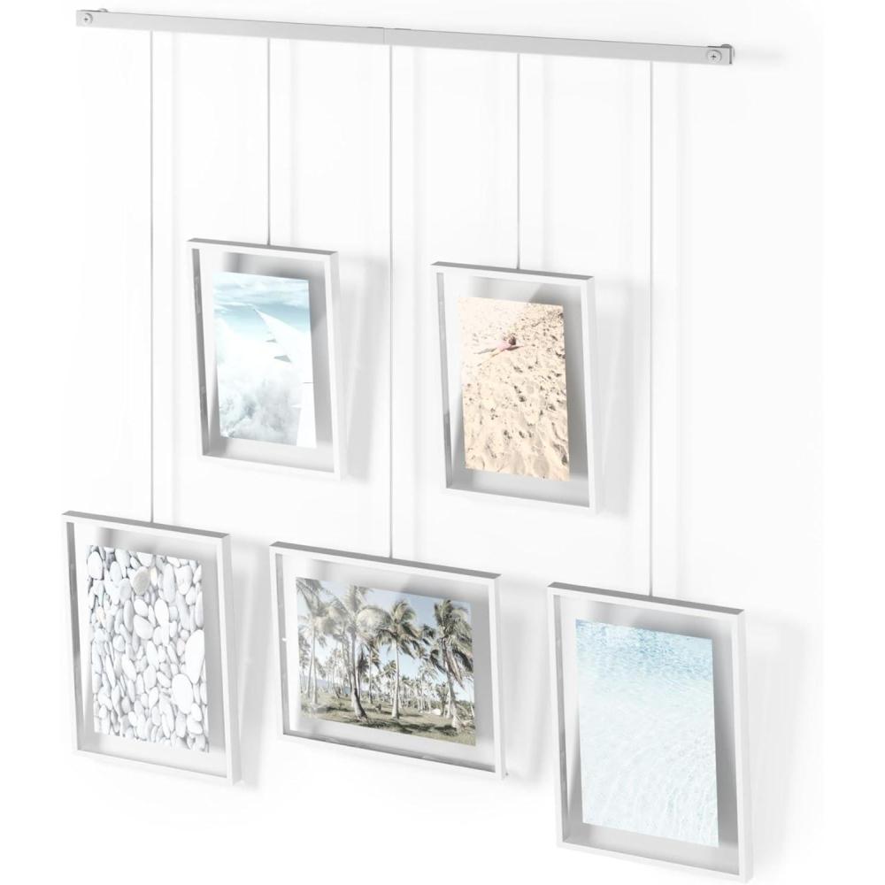 image:imageUmbra Exhibit Picture Frame Gallery Set Adjustable Collage Display for 3 Photos Prints Artwork and More Holds two 4x6 and one 5x7 Photos BlackWhite