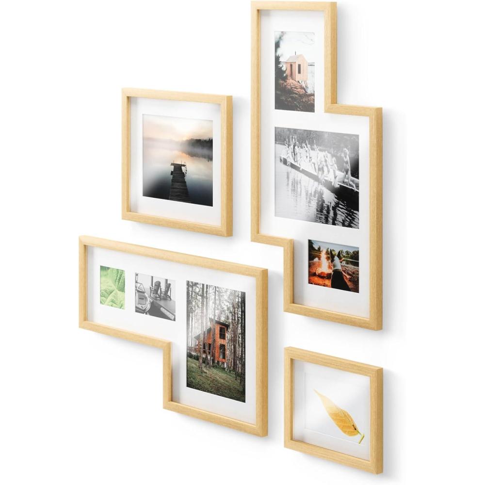 image:imageUmbra Mingle Picture Frame Gallery Set of 4 Collage Display for Photos Prints Artwork and More Holds one 4x4 two 4x6 two 5x7 and three 8x10 NaturalNatural