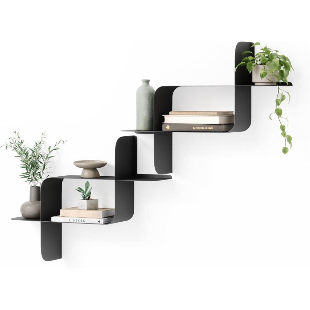 image:imageUmbra Montage Floating Wall Shelf Metal Set of 2 WhiteBlack