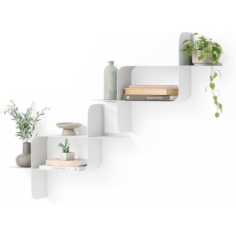 image:imageUmbra Montage Floating Wall Shelf Metal Set of 2 WhiteWhite