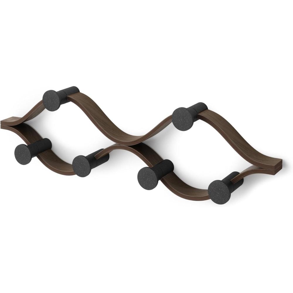 image:imageUmbra Montage WallMounted Coat Rack with 6 Hooks for Jackets Hats Bags and More Modern Wood and Metal Design WhiteNaturalBlackWalnut