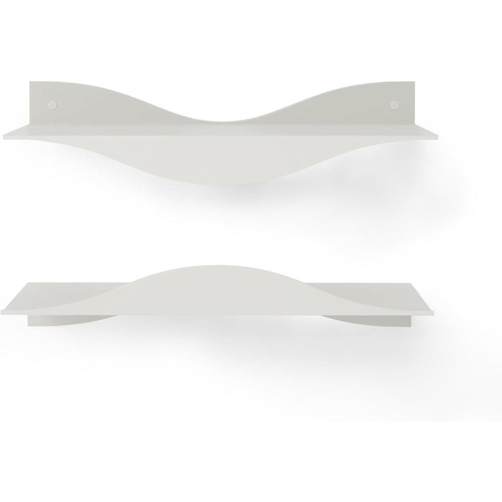 image:imageUmbra Surf Shelf Set of 2 Sand Metal Floating Shelves for Wall Storage amp Dcor Modern Wave Design 100 Steel Holds 15 lbs Each Easy Installation Shelving for Bedroom Living Room amp OfficeSand