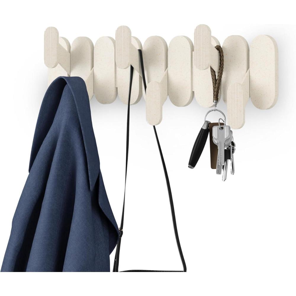 image:imageUmbra Tempo Wall Hook Modern 6Hook Coat amp Towel Rack Recycled ABSWood Fiber Sand Beige Easy Mount Entryway OrganizerSand
