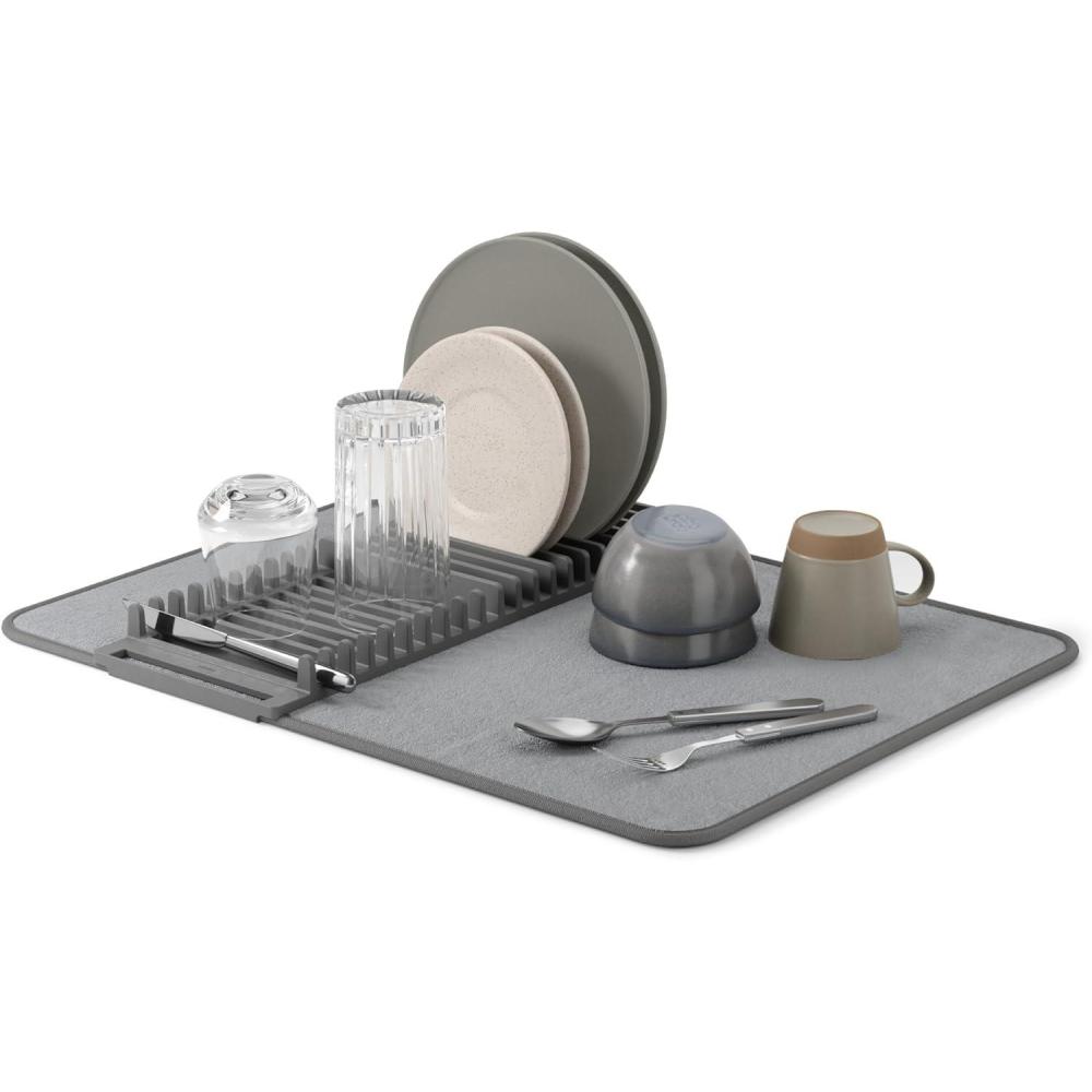 image:imageUmbra UDRY Rack and Microfiber Dish Drying MatSpaceSaving Lightweight Design Folds Up for Easy Storage Mini CharcoalCharcoal