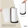 Umbra Bellwood Paper Towel Holder for Kitchen Countertop, with Real Wood Stand and Weighted Metal Base, White/Natural(Black/Walnut)