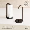 Umbra Bellwood Paper Towel Holder for Kitchen Countertop, with Real Wood Stand and Weighted Metal Base, White/Natural(Black/Walnut)