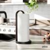 Umbra Bellwood Paper Towel Holder for Kitchen Countertop, with Real Wood Stand and Weighted Metal Base, White/Natural(Black/Walnut)