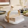 Umbra Bellwood Paper Towel Holder for Kitchen Countertop, with Real Wood Stand and Weighted Metal Base, White/Natural(White/Natural)
