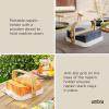 Umbra Bellwood Paper Towel Holder for Kitchen Countertop, with Real Wood Stand and Weighted Metal Base, White/Natural(White/Natural)