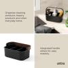 Umbra Bellwood Stackable Storage Bin, Multipurpose Caddy Organizer, 11 x 7 in, White/Natural(Black/Walnut)