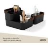 Umbra Bellwood Stackable Storage Bin, Multipurpose Caddy Organizer, 11 x 7 in, White/Natural(Black/Walnut)