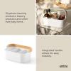 Umbra Bellwood Stackable Storage Bin, Multipurpose Caddy Organizer, 11 x 7 in, White/Natural(Natural/White)