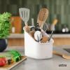 Umbra Bellwood Utensil Holder Kitchen Storage Organizer with Removeable Dividers, White/Natural(White/Natural)