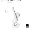 Umbra Buddy Space-Saving Over The Cabinet Storage Hooks, Kitchen and Bathroom Organizer, Set of 2, White, 2 Count(White)