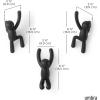 Umbra Buddy Wall Hooks – Decorative Wall Mounted Coat Hooks for Hanging Coats, Scarves, Bags, Purses, Backpacks, Towels and More, Set of 3, White(Black)