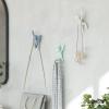 Umbra Buddy Wall Hooks – Decorative Wall Mounted Coat Hooks for Hanging Coats, Scarves, Bags, Purses, Backpacks, Towels and More, Set of 3, White(White/Mint/Blue)