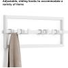 Umbra Cubiko Wall Mounted Modern, Sleek, Space-Saving Hanger with Retractable Hooks to Hang Coats, Scarves, Purses and More, 5, White(White)