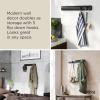 Umbra Flip Wall-Mounted Coat Rack with 3 Hooks – Modern, Space-Saving Storage for Hats, Jackets, Bags, Entryway, Mudroom, Closet, Bathroom, Bedroom – Natural/Nickel(Black/Black)