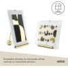 Umbra Flute 5×7 Floating Picture Frame – Modern Glass Photo Frame with Ribbed Backing and Integrated Easel, Tabletop Display for Photos or Artwork – Chrome(Brass)