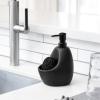 Umbra Joey, Matte Ceramic Liquid Soap Dispenser with Sponge Caddy, Ideal for Kitchen or Bathroom Use, Charcoal(Black)