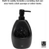 Umbra Joey, Matte Ceramic Liquid Soap Dispenser with Sponge Caddy, Ideal for Kitchen or Bathroom Use, Charcoal(Black)