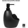 Umbra Joey, Matte Ceramic Liquid Soap Dispenser with Sponge Caddy, Ideal for Kitchen or Bathroom Use, Charcoal(Black)