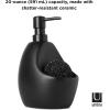 Umbra Joey, Matte Ceramic Liquid Soap Dispenser with Sponge Caddy, Ideal for Kitchen or Bathroom Use, Charcoal(Black)