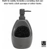 Umbra Joey, Matte Ceramic Liquid Soap Dispenser with Sponge Caddy, Ideal for Kitchen or Bathroom Use, Charcoal(Charcoal)