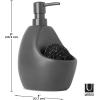 Umbra Joey, Matte Ceramic Liquid Soap Dispenser with Sponge Caddy, Ideal for Kitchen or Bathroom Use, Charcoal(Charcoal)